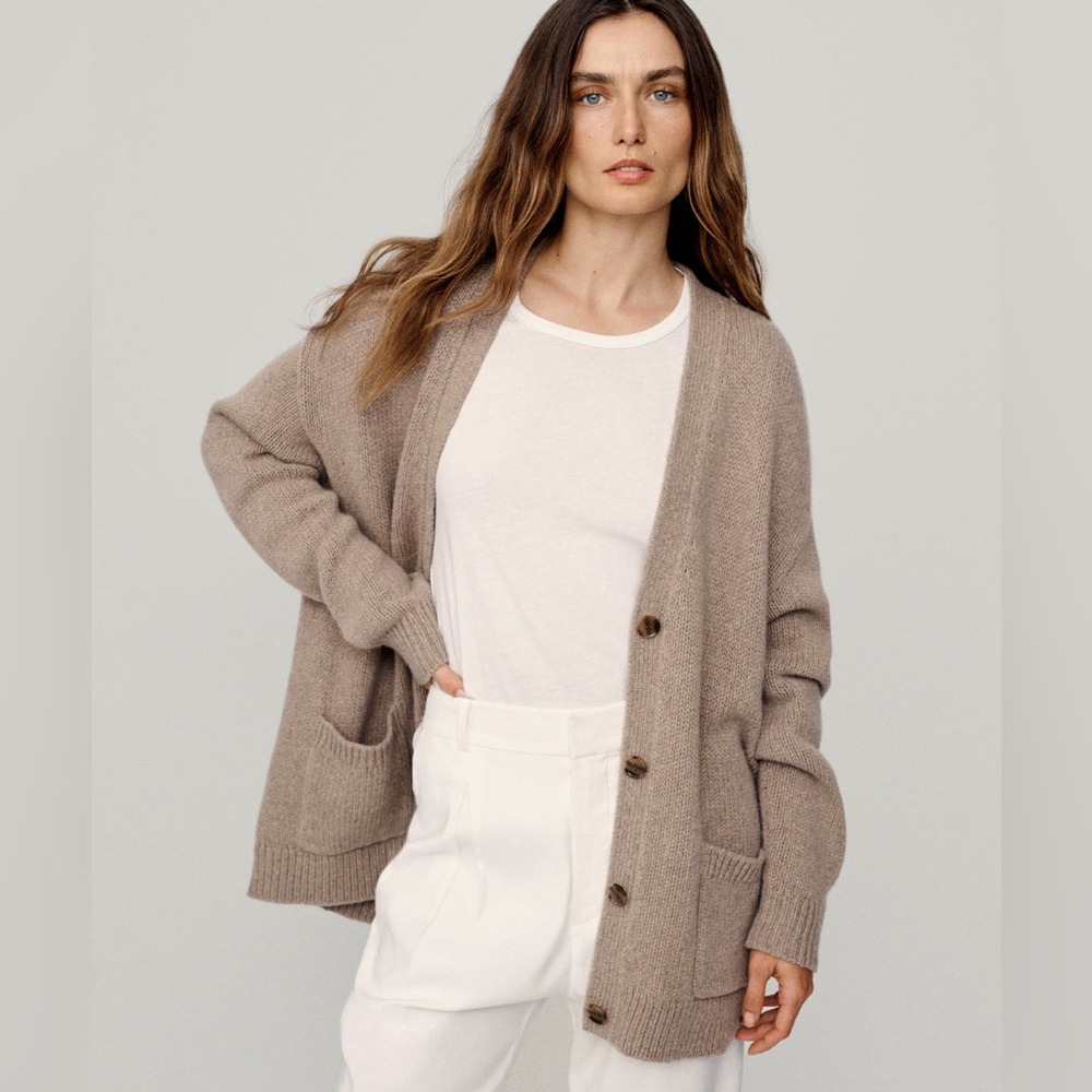 Jenni Kayne Cashmere Spencer Cardigan in almond